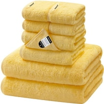 SEMAXE 8-Piece Cotton Towel Set for Bathroom. 2 Bath Towels , 2 Hand Towels & 4 Washcloths.Yellow.