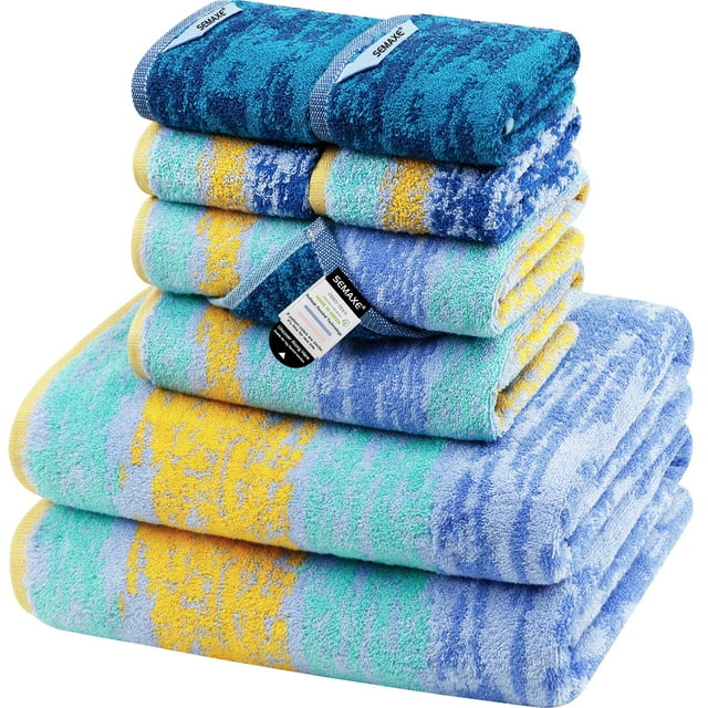 SEMAXE Bath Towels Set for Bathroom, 8 Piece Combed Cotton Towel Set ...