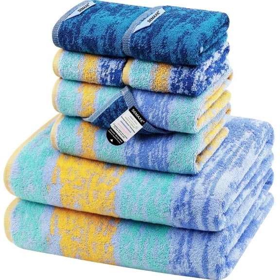 SEMAXE Luxury Cotton Bath Towel Set: 8-Piece (2 Bath Sheets 28x55" + 2 Hand Towels 16x28" + 4 Washcloths 13x13") | 550GSM, Ultra Plush | Spa, Hotel Grade for Family Bathroom, Starry Night
