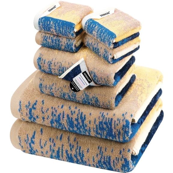 SEMAXE Luxury Cotton Bath Towel Set: 8-Piece (2 Bath Sheets 28x55" + 2 Hand Towels 16x28" + 4 Washcloths 13x13") | 550GSM, Ultra Plush | Spa, Hotel Grade for Family Bathroom Essentials, Beach