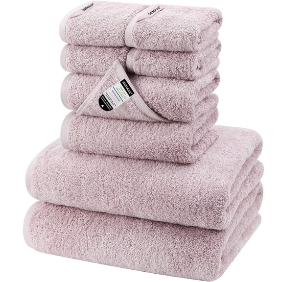 SEMAXE Luxury Cotton Bath Towel Set: 8-Piece (2 Bath Sheets 28x55" + 2 Hand Towels 16x28" + 4 Washcloths 13x13") | 550GSM, Ultra Plush | Spa, Hotel Grade for Family Bathroom Essentials, Purple