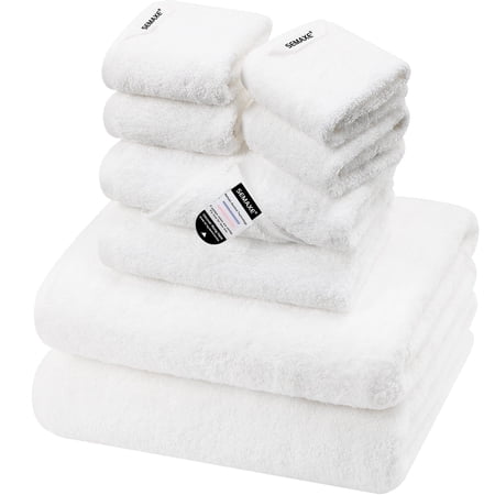 SEMAXE Luxury Cotton Bath Towel Set: 8-Piece (2 Bath Sheets 28x55" + 2 Hand Towels 16x28" + 4 Washcloths 13x13") | 550GSM, Ultra Plush | Spa, Hotel Grade for Family Bathroom Essentials, White price history and forecast - SEMAXE 00785856211014