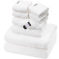 thumbnail image 1 of SEMAXE Luxury Cotton Bath Towel Set: 8-Piece (2 Bath Sheets 28x55" + 2 Hand Towels 16x28" + 4 Washcloths 13x13") | 550GSM, Ultra Plush | Spa, Hotel Grade for Family Bathroom Essentials, White, 1 of 9