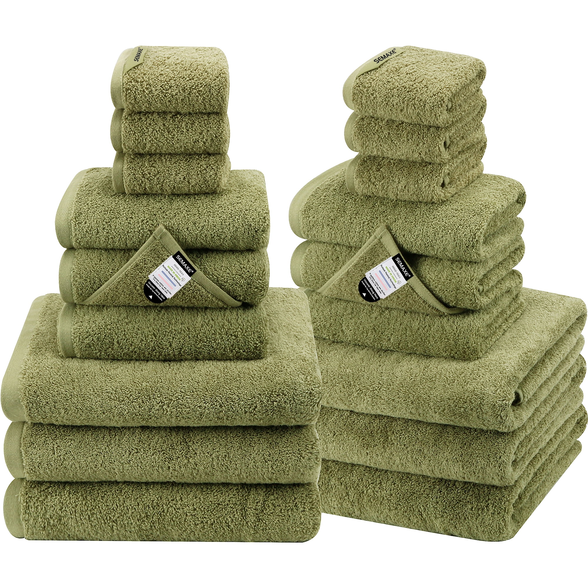 Free Shipping! SEMAXE Bath Towels Set for Bathroom, Combed Cotton Towel 18 Piece Solid Colored ...