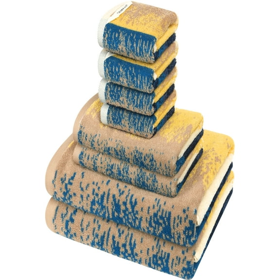 SEMAXE Colorful Bath Towel Set Include 2 Bath Towels, 2 Hand Towels and 4 Washcloths. (Blue)