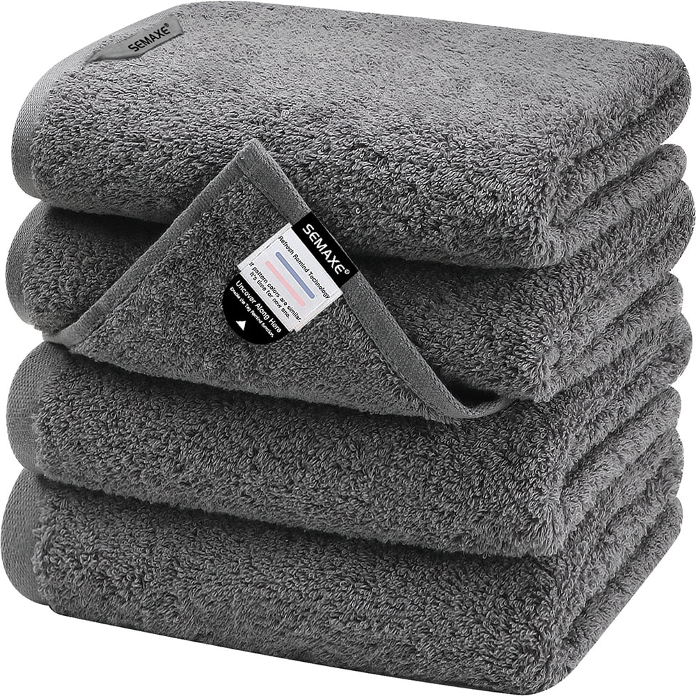SEMAXE Gray Cotton Hand Towel Set With Bio Label Which Can "Remind to