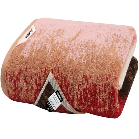 SEMAXE Pattern Towel Set, 100% Cotton Yarn Jacquard Bathroom Towel. Super Soft & Highly Absorbent Bath Towel Set Include 1 Pcs Bath Towel. (Brown/Red)