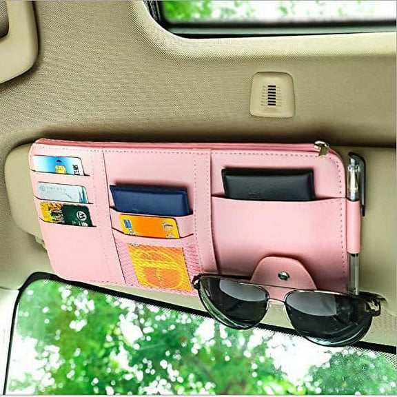 SEMBEM Car Sun Visor Organizer, Auto Interior Accessories Pocket Organizers, Registration and Document Holder, Personal Belonging Storage Pouch Organizer, Interior Accessories Pocket Organiz