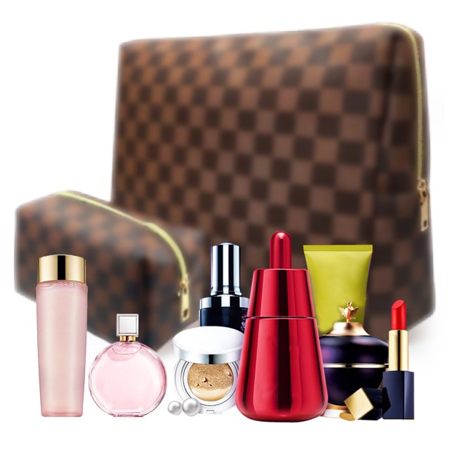 SEMEZUXX Large Capacity Traveling Checkered Makeup Bags, Waterproof