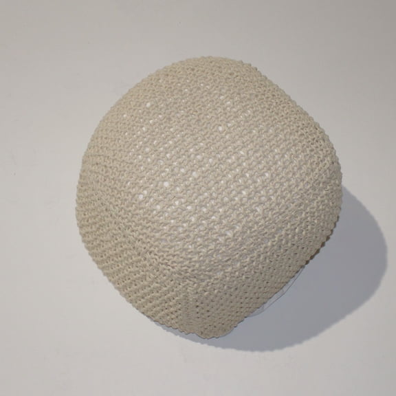 SEMI-Rounded Pouf - Cable Knitted - Handmade - Perfect Seating for Children and Adults - Footrest for Living Room or Bedroom - 100% Cotton Pouf (21" X 21" X 18")