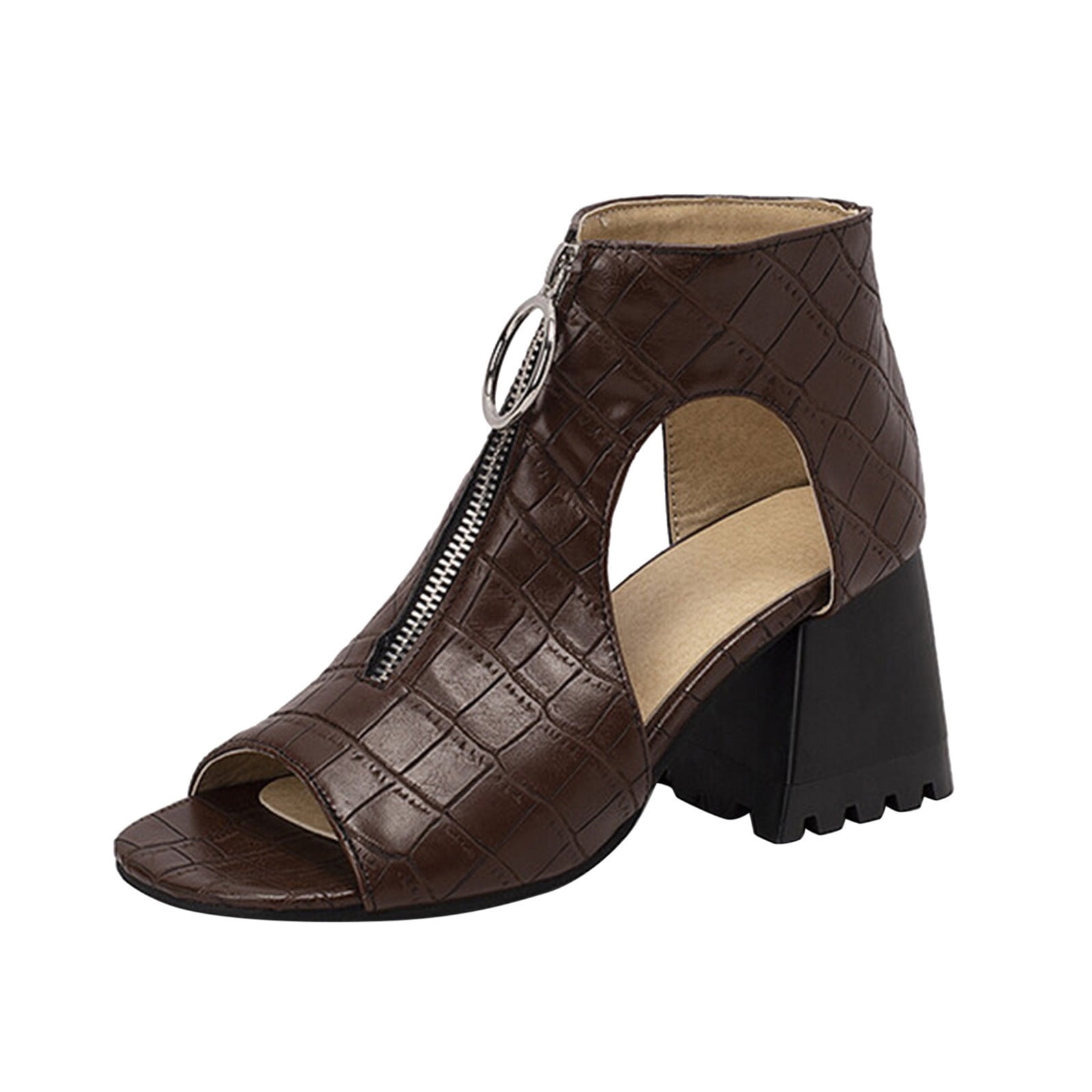 Open toe super high heel buckle thick heel Roman sandals for women