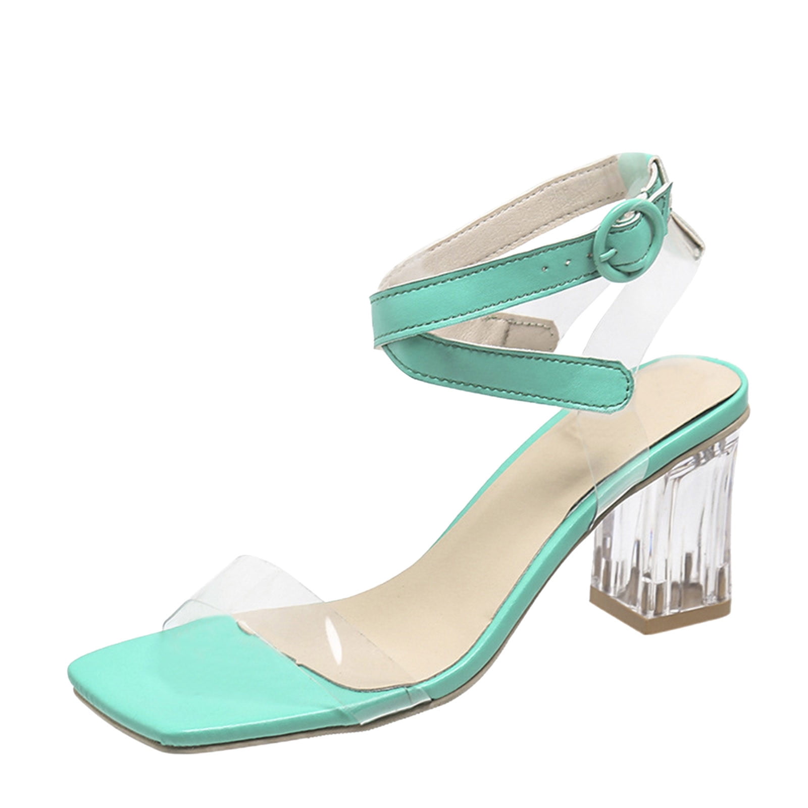 Transparent Leather Flat Sandals