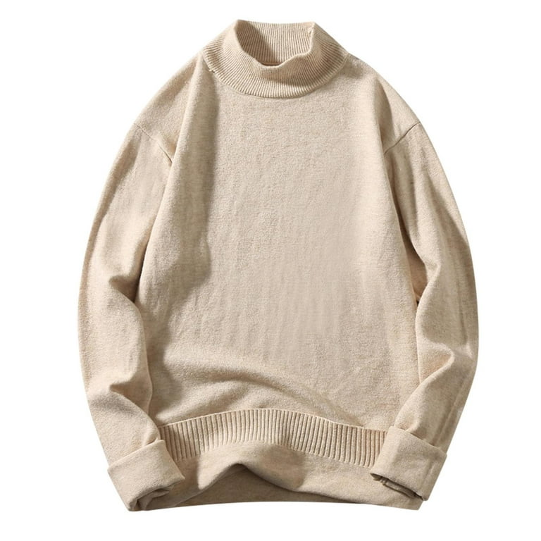 SEMIMAY Male Autumn And Winter Wool Sweater Round Neck Pullover Bottoming  Shirt All Matching Mid Neck Top 