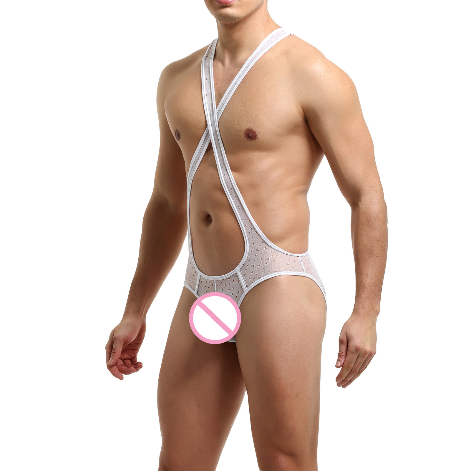 SEMIMAY Male Hole Connection Underwear Boxers Suspender Thong Stylish