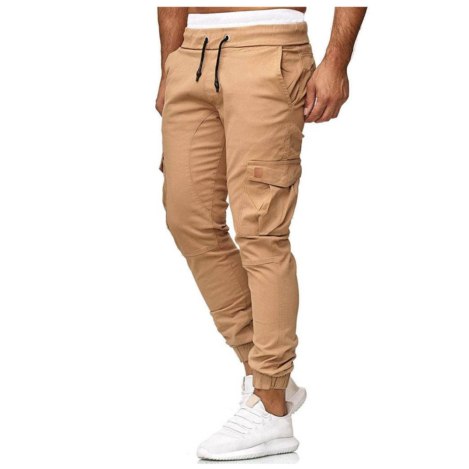 Cargo Pants Solid Color Softy Work Pants for Men Mid Rise Casual Loose  Dress Pants Lightweight Fashion Straight Fit Daily Multi-Pockets Comfy