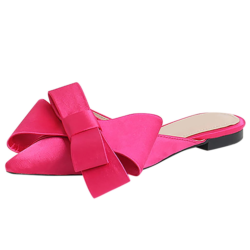 SEMIMAY Womens Ladies Pointed Toe Shallow Flat Solid Casual Bow Tie