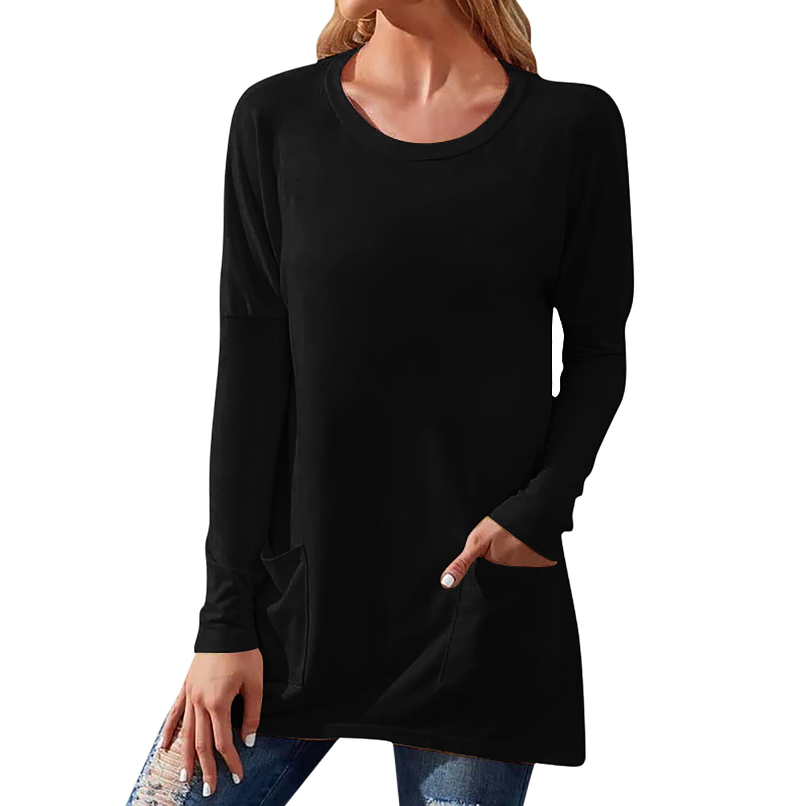 WELINCO Women's Color Block Long Sleeve Sweatshirt - Crewneck Tunic Top For Fall & Winter - View #8