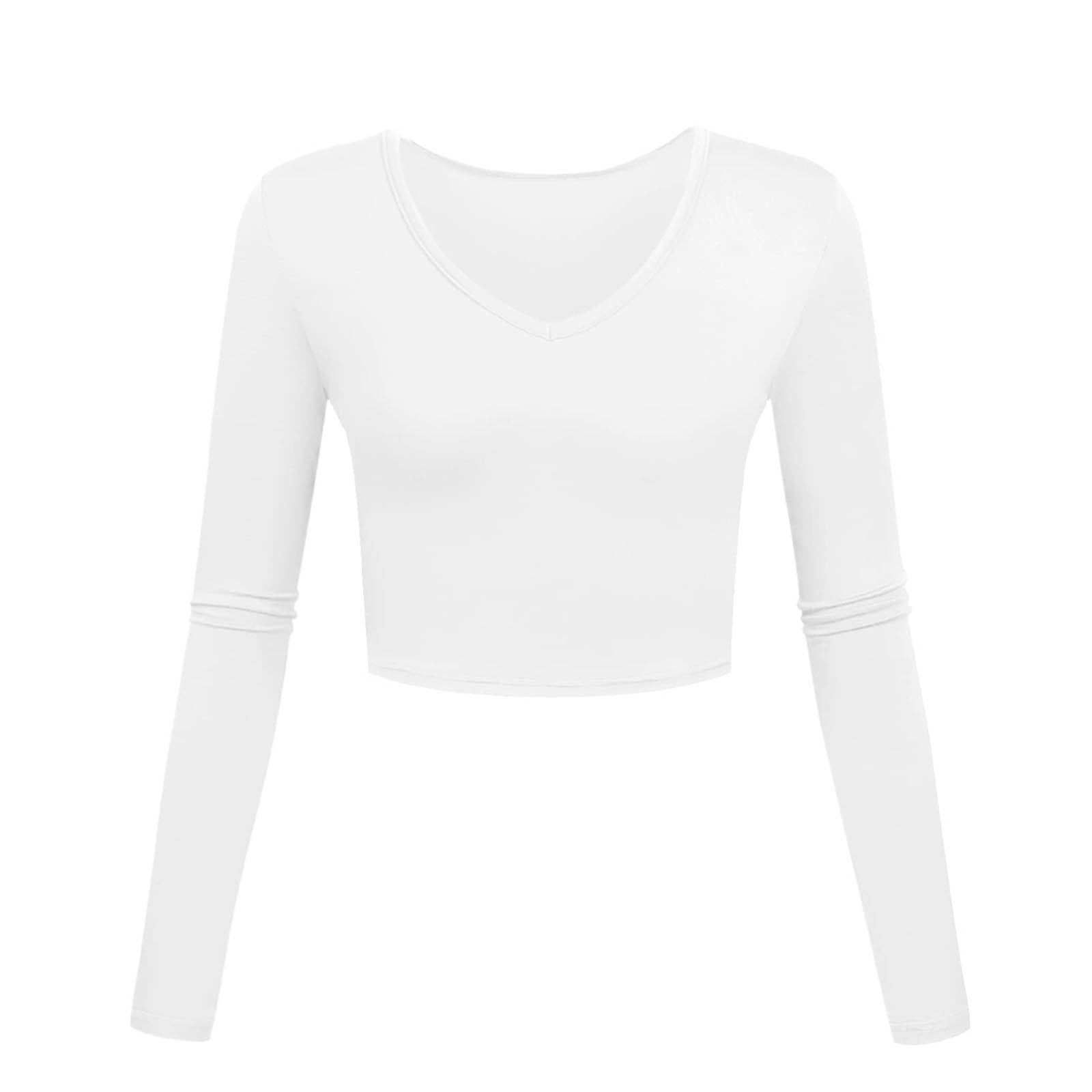 Plain white long hotsell sleeve crop top