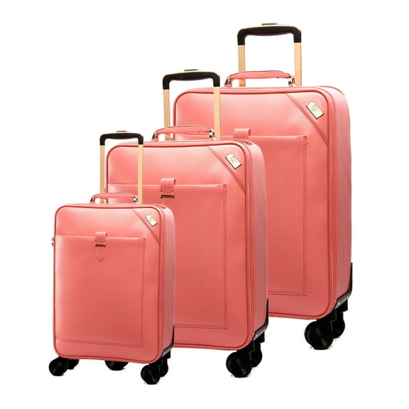 SEMMS LUXURY LEATHER LUGGAGE SET (28"/24"/20") LIGHT PINK