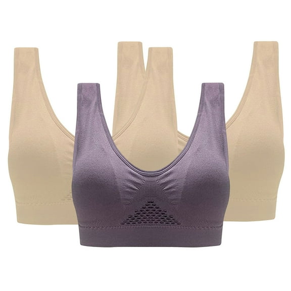 SEMPAI 3PC Sports Bras for Women Plus Size,Sports Bra,Breathable,Push-Up Ladies Running Yoga Full Coverage Wireless Bras Fashion Bras Clearance