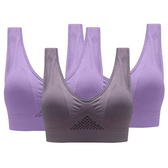 SEMPAI 3PC Sports Bras for Women Plus Size,Sports Bra,Breathable,Push-Up Ladies Running Yoga Full Coverage Wireless Bras Seamless Bra Clearance
