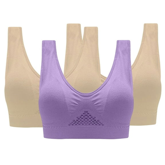 SEMPAI 3PC Sports Bras for Women Plus Size,Sports Bra,Breathable,Push-Up Ladies Running Yoga Full Coverage Wireless Bras Sleepwear Clearance