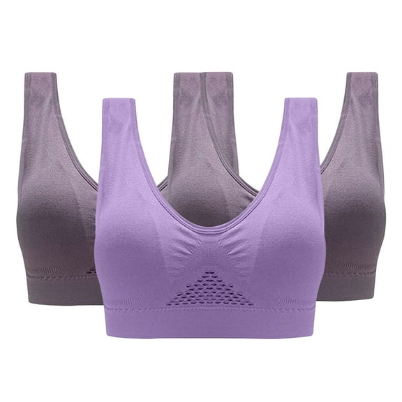 SEMPAI 3PC Sports Bras for Women Plus Size,Sports Bra,Breathable,Push-Up Ladies Running Yoga Full Coverage Wireless Bras Sleepwear Up to 65% off