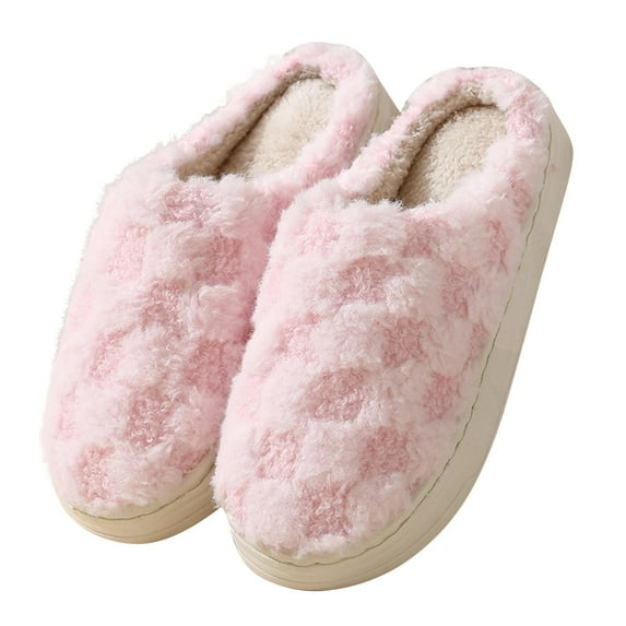 SEMPAI Christmas Deals Women's Lattice Cute Plush Warm Home Furnishing Indoor Fashionable Slippers Pink US Size:5.5