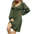 thumbnail image 1 of SEMPAI Summer Dresses Summer Dresses Long Sleeve V-Neck Print Mid-Length Summerdresses Trendy for Graduation Women Dresses Summer Savings, 1 of 4