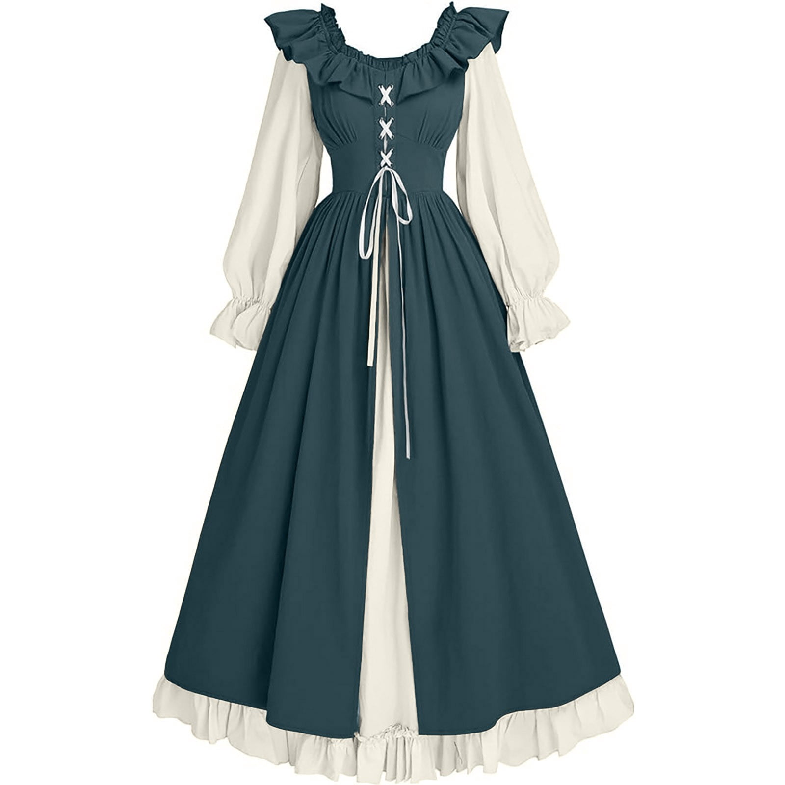 SEMPAI Summer Dresses Sundresses Long Sleeve Crew Neck Print Mid-Length Summerdresses Soft and Comfortable for Christening Women's Plus Dresses