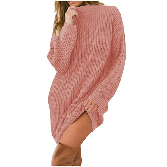 SEMPAI Tank Dresses Summer Dresses Long Sleeve Crew Neck Solid Mid-Length Sundresses Trendy for Cocktail Party Women Dresses