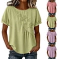 thumbnail image 1 of SEMPAI Cotton Linen Shirts for Women Summer 2026 Boho Retro Embroidered Tops Short Sleeve Dressy Casual Blouses Loose Tunics, 1 of 5