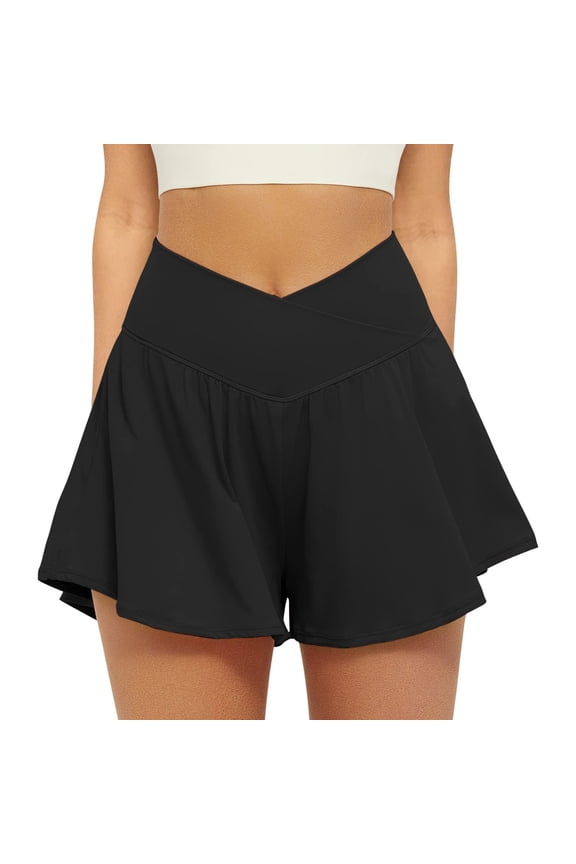 Flowy Shorts for Women 2 in 1 Athletic Butterfly Running Shorts Tennis Gym Workout Skort with Pocket