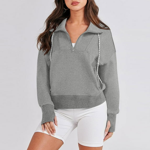 SEMPAI Hackless sweater Athletic Shirts & Tops Long Sleeve Round Neck Womens Hoodies Casual Tops Modern Fit Up to 50% Off Comfy Solid Oversized Blouses for Women Womens Hoodies