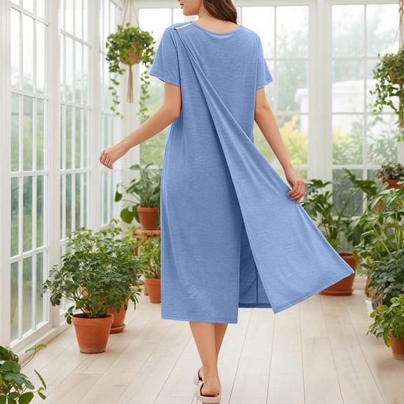 SEMPAI Hospital Gowns for Women Labor Delivery Shoulder Surgery Dress Adaptive Clothing Night Robes for Elderly