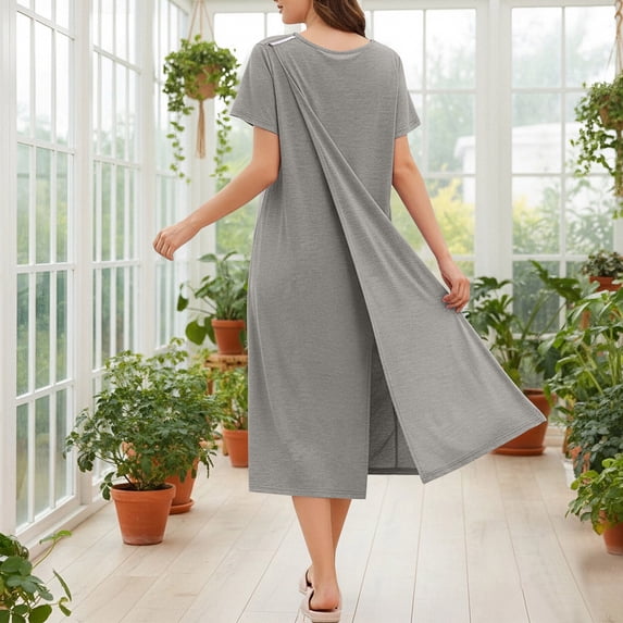 SEMPAI Hospital Gowns for Women Labor Delivery Shoulder Surgery Dress Adaptive Clothing Night Robes for Elderly