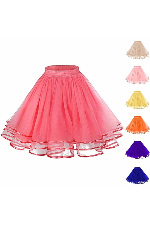 Knee Length Petticoat Skirt for Women - Women's 50s Petticoat Tutu Underskirt Under Dress Puffy Skirt Half Slip