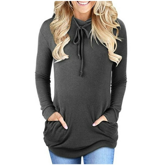 SEMPAI Long Sleeve Hoodies Sweatshirts Round Neck 95%Polyester,5%Spandex Thermal Tops Sweatshirts Classic Fit Trendy Plus Size Hoodies for Women Womens Hoodies