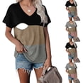 thumbnail image 1 of SEMPAI Nursing Tshirts for Women V Neck Color Block Breastfeeding Top Cotton Soft Comfort Pregnant Clothes Short Sleeve Shirt, 1 of 5