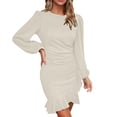 thumbnail image 1 of SEMPAI Spring Savings Summer Dresses Womens Dresses Long Sleeve Crew Neck Print Mid-Length Summerdresses For Women 2025 Stylish for Anniversary Women's Plus Dresses Up to 60% Off, 1 of 7