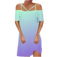 thumbnail image 1 of SEMPAI Summer Dress for Women Bodycon Dresses Short Sleeve Dress Crewneck Solid Above the Knee Dresses Sundresses For Women 2024 Athletic, 1 of 4