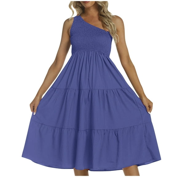 SEMPAI Summer Dress for Women Summer Dresses Sleeveless Round Neck Solid Above the Knee Summer Dresses for Women Gift for Mom Active