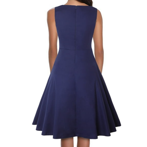 SEMPAI Summer Dress for Women Summer Dresses Sleeveless Round Neck Solid Knee-Length Sun Dress Sundresses for Women 2024 Stylish