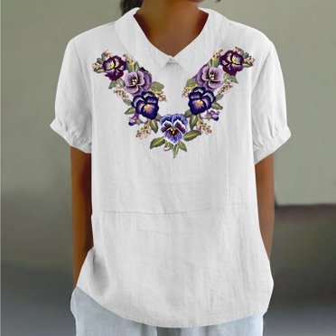 SEMPAI T-Shirts Women tops Short Sleeve Crew Neck tops for Women Blouses for Women Relaxed Fit Stylish Print Oversized Blouses for Ladies Mother's Day