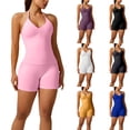 thumbnail image 1 of SEMPAI Women 2 Piece Seamless workout Sets Halter Backless Impact Longline Strappy Tank Top Sport Gym Yoga Bike Shorts, 1 of 5