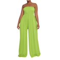 thumbnail image 1 of SEMPAI Women'S Solid Color High-Waist Pleated Pocket Wide-Leg Casual Chiffon High-Waist Jumpsuit Valentine's Day, 1 of 5