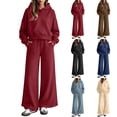 thumbnail image 1 of SEMPAI Women Sweatsuits Sets Hooded Loose Tracksuit Fall Long Sleeved Sweatshirt and Wide Leg Sweatpants Sets with Pockets Fashion Solid Sports Sets Gym Athletic Outfits Black L, 1 of 7
