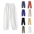 thumbnail image 1 of SEMPAI Women's Elastic High Waist Sweatpants Linen Pants Casual Jogger Lounge Pants Athletic Baggy Trousers with Pockets, 1 of 5