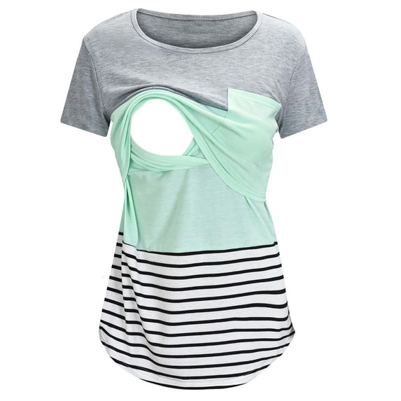 SEMPAI Women's Nursing Tops for Breastfeeding Summer Casual Nursing Clothes for Women Breast Feeding T Shirts