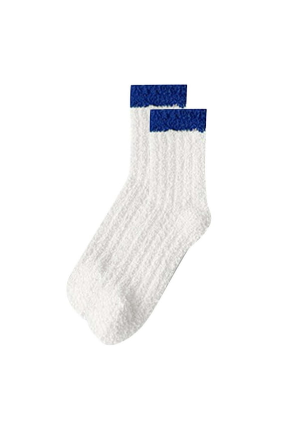 Women's Thick Warm Wool Socks Floor Sleep Socks Mid-tube Socks Socks Blue Free Size